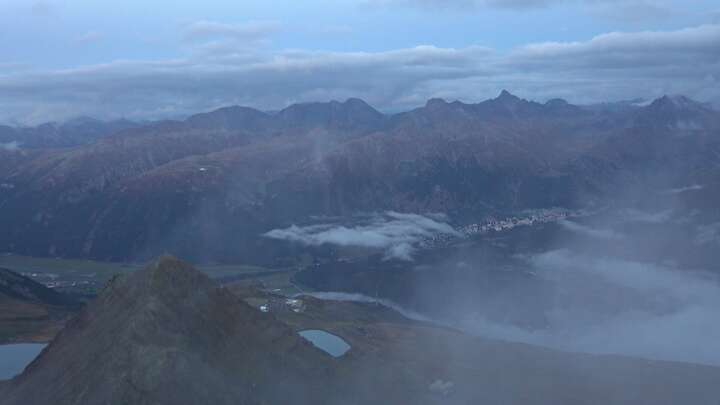 St. Moritz Piz Nair Upper Station snow cam captured at 18 September 2026 at 7:49 pm GMT+2