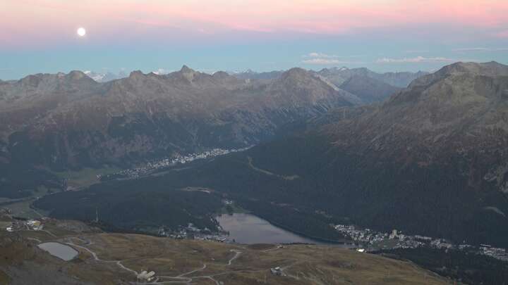 St. Moritz Piz Nair Upper Station snow cam captured at 26 September 2026 at 7:32 pm GMT+2