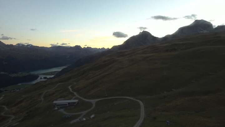 St. Moritz Corviglia snow cam captured at 14 September 2026 at 7:47 pm GMT+2