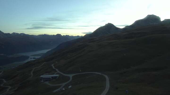 St. Moritz Corviglia snow cam captured at 28 September 2026 at 7:23 pm GMT+2