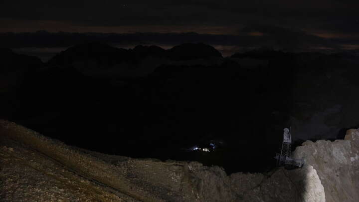 Ehrwald Tiroler Zugspitzbahn Upper Station snow cam captured at 17 September 2026 at 11:56 pm GMT+2