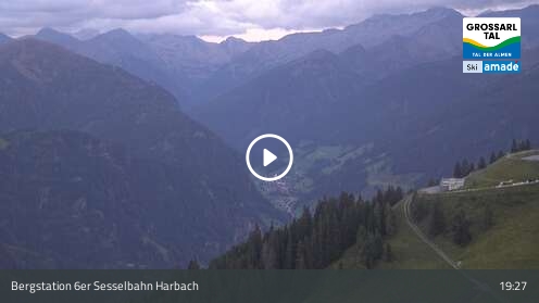 Großarl Upper Station 6er Sesselbahn Harbach snow cam captured at 12 September 2026 at 7:35 pm GMT+2