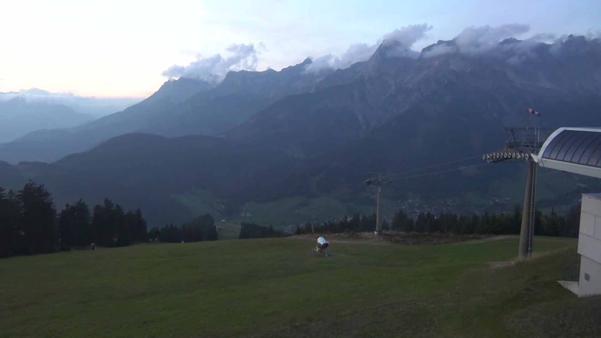 Maria Alm Upper Station Hochmais snow cam captured at 4 October 2026 at 6:59 pm GMT+2