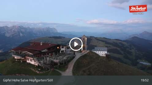 Hopfgarten im Brixental (SkiWelt) Gipfel Hohe Salve - Söll snow cam captured at 12 September 2026 at 8:08 pm GMT+2