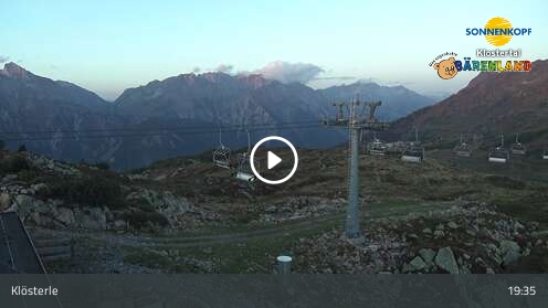 Klösterle Upper Station Riedkopf snow cam captured at 12 September 2026 at 7:53 pm GMT+2