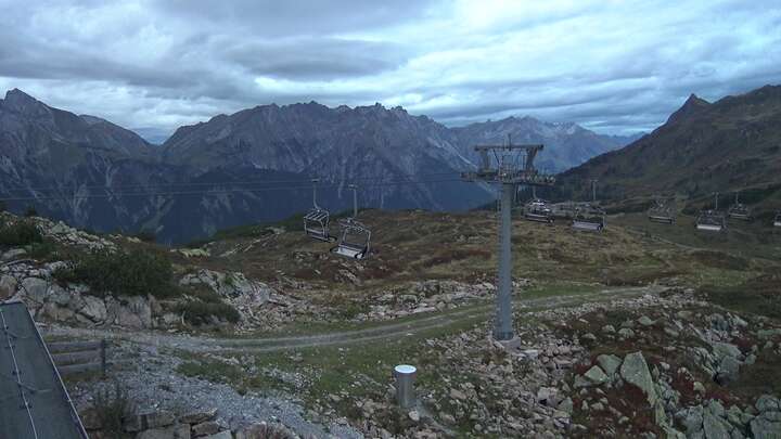 Klösterle Upper Station Riedkopf snow cam captured at 13 September 2026 at 7:44 pm GMT+2
