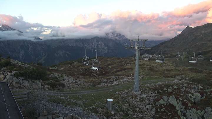Klösterle Upper Station Riedkopf snow cam captured at 14 September 2026 at 7:43 pm GMT+2