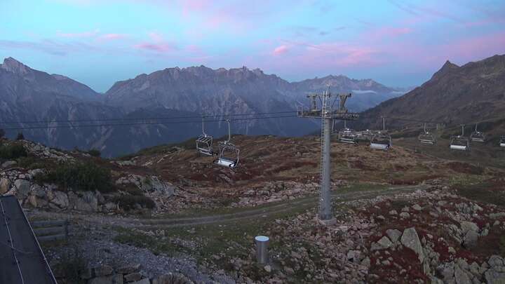Klösterle Upper Station Riedkopf snow cam captured at 19 September 2026 at 7:50 pm GMT+2