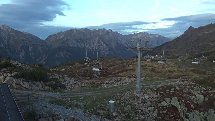 Klösterle Upper Station Riedkopf snow cam captured at 20 September 2026 at 7:31 pm GMT+2