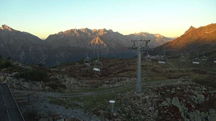 Klösterle Upper Station Riedkopf snow cam captured at 22 September 2026 at 7:23 pm GMT+2