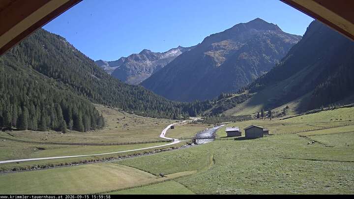 Krimml (Zillertalarena) Krimmler Tauernhaus snow cam captured at 15 September 2026 at 4:16 pm GMT+2