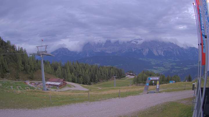 Schladming / Pichl - Reiteralm Upper Station Preunegg Jet snow cam captured at 16 September 2026 at 7:16 pm GMT+2