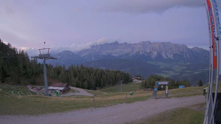 Schladming / Pichl - Reiteralm Upper Station Preunegg Jet snow cam captured at 21 September 2026 at 7:23 pm GMT+2