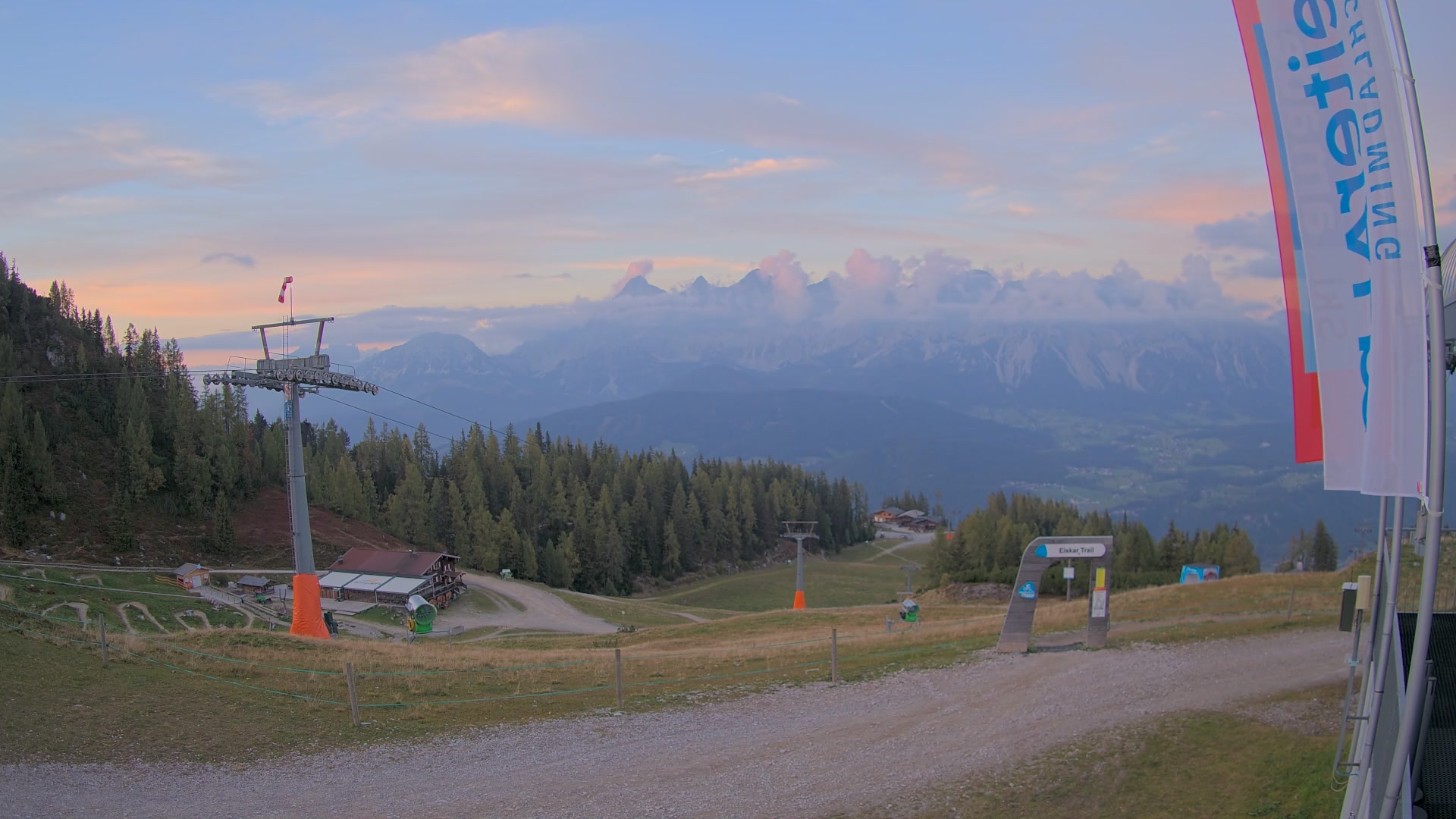 Schladming / Pichl - Reiteralm Upper Station Preunegg Jet snow cam captured at 5 October 2026 at 6:37 pm GMT+2