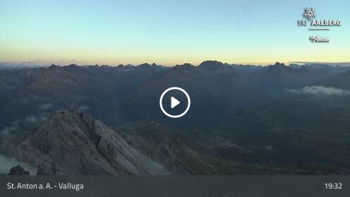 St. Anton am Arlberg (Arlberg) Valluga snow cam captured at 12 September 2026 at 7:39 pm GMT+2