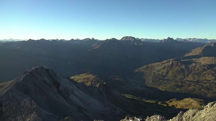 St. Anton am Arlberg (Arlberg) Valluga snow cam captured at 23 September 2026 at 7:55 am GMT+2