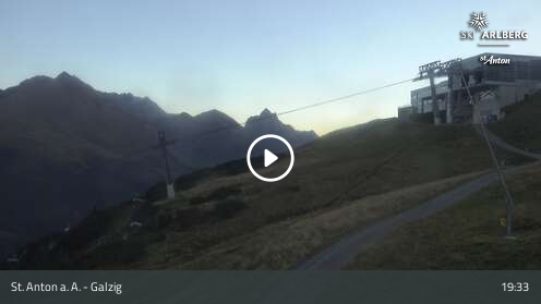 St. Anton am Arlberg (Arlberg) Galzig Upper Station snow cam captured at 12 September 2026 at 7:39 pm GMT+2