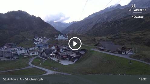 St. Anton am Arlberg (Arlberg) St. Christoph snow cam captured at 12 September 2026 at 7:39 pm GMT+2