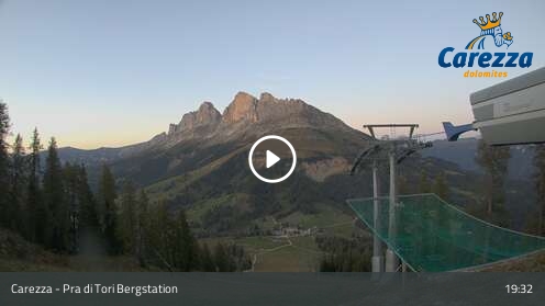 Carezza Pra di Tori Upper Station snow cam captured at 12 September 2026 at 7:35 pm GMT+2