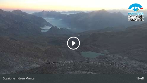 Gressoney-La-Trinité (Monterosa) Punta Indren snow cam captured at 12 September 2026 at 7:52 pm GMT+2