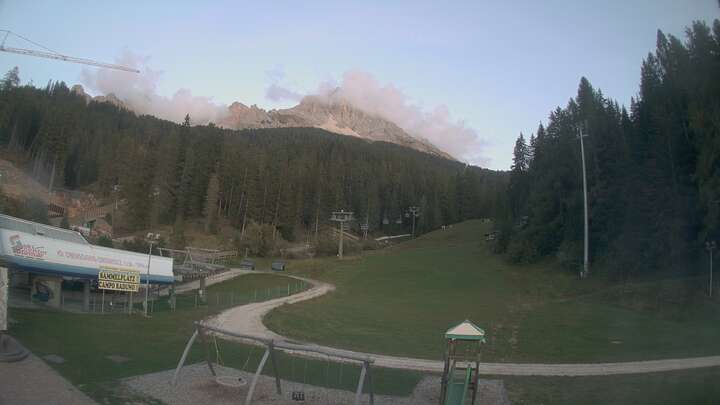 Obereggen Obereggen - Oberholz Base Station snow cam captured at 19 September 2026 at 7:36 pm GMT+2