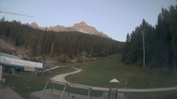 Obereggen Obereggen - Oberholz Base Station snow cam captured at 23 September 2026 at 7:26 pm GMT+2