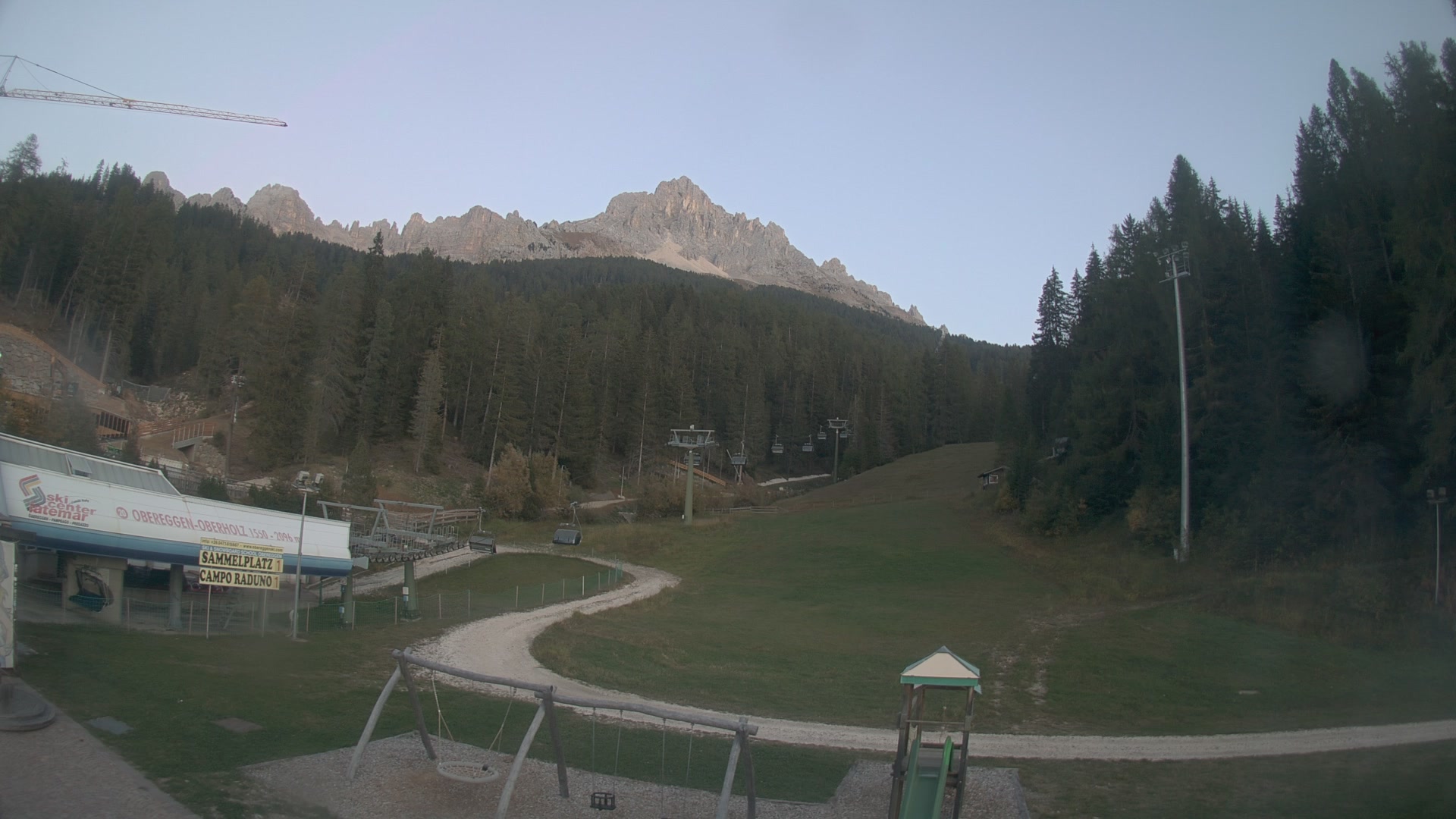 Obereggen Obereggen - Oberholz Base Station snow cam captured at 3 October 2026 at 7:10 pm GMT+2