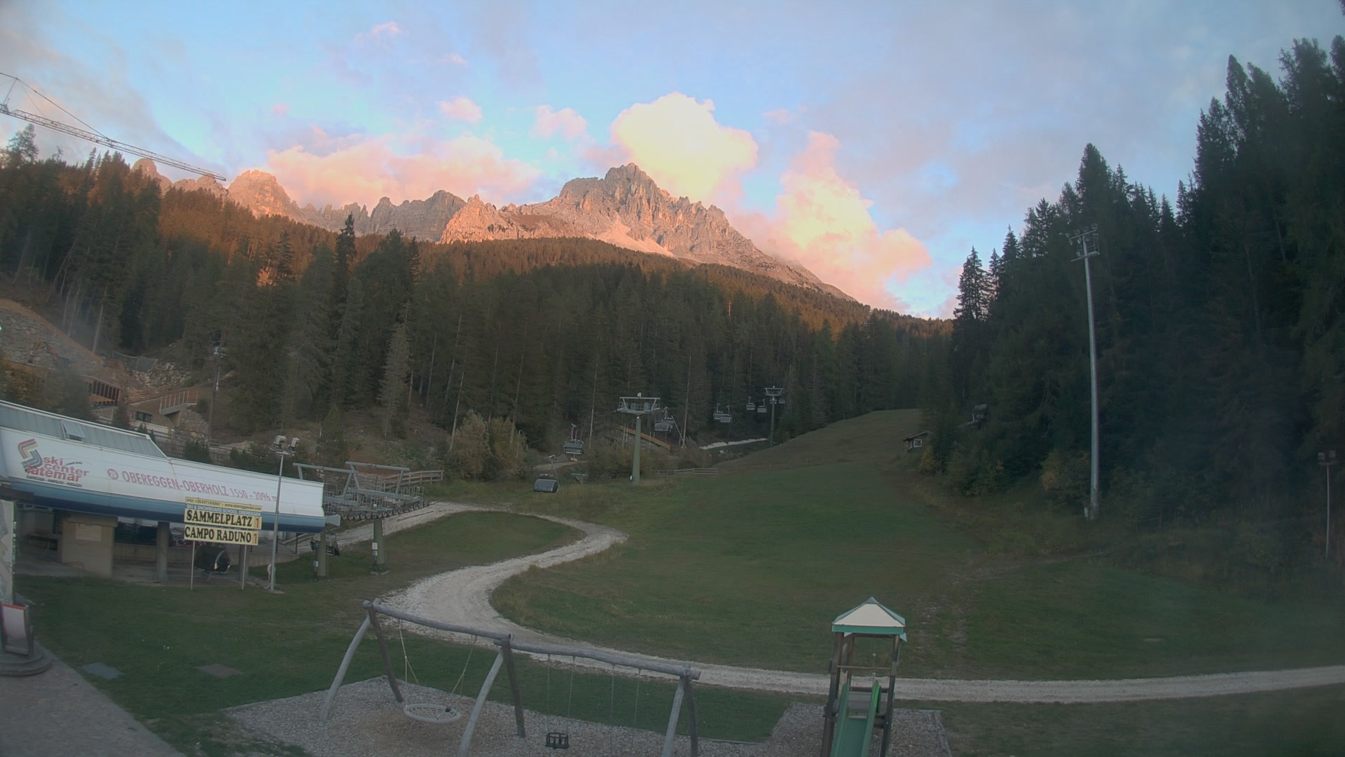 Obereggen Obereggen - Oberholz Base Station snow cam captured at 5 October 2026 at 6:46 pm GMT+2
