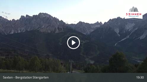 Sexten (3Zinnen Dolomites) Stiergarten snow cam captured at 12 September 2026 at 7:38 pm GMT+2