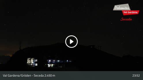 St. Christina (Val Gardena/Gröden) Seceda snow cam captured at 12 September 2026 at 11:56 pm GMT+2