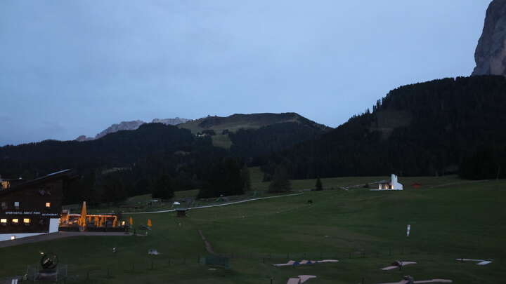 St. Christina (Val Gardena/Gröden) Monte Pana snow cam captured at 13 September 2026 at 7:58 pm GMT+2