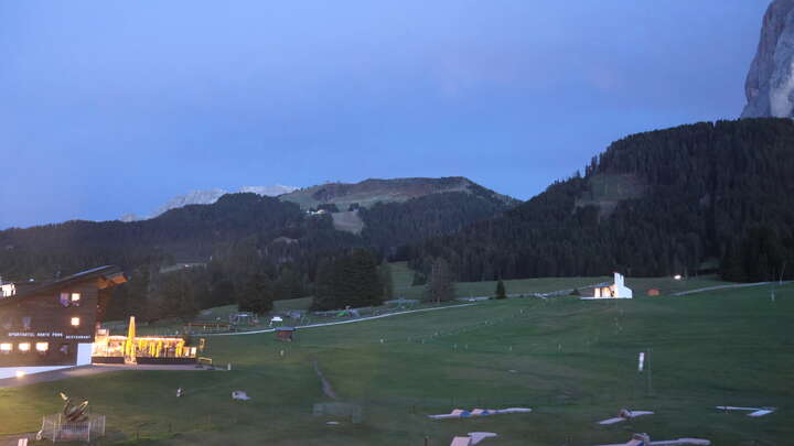 St. Christina (Val Gardena/Gröden) Monte Pana snow cam captured at 20 September 2026 at 7:57 pm GMT+2