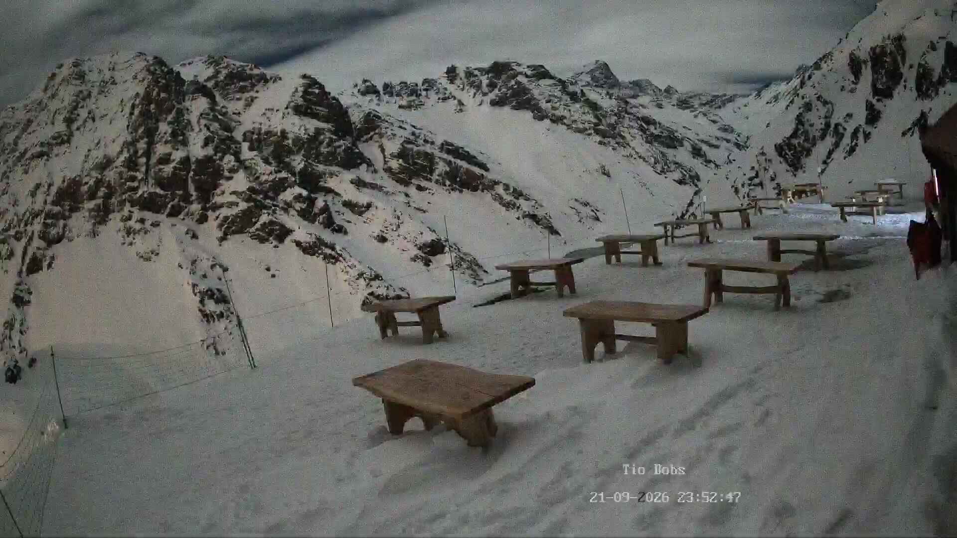 Portillo Tío Bobs snow cam captured at 21 September 2026 at 11:53 pm GMT-3