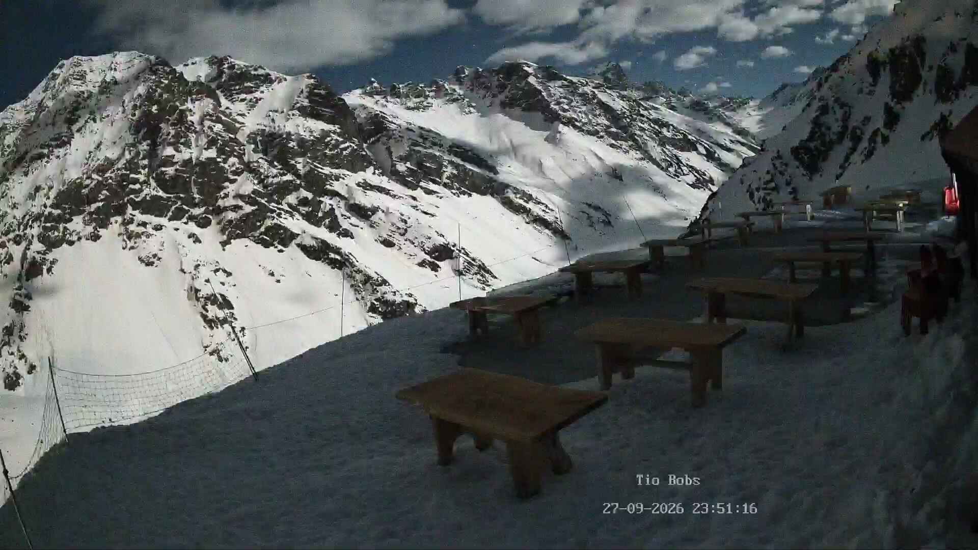 Portillo Tío Bobs snow cam captured at 27 September 2026 at 11:51 pm GMT-3