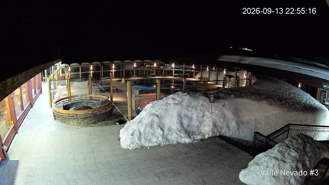 Valle Nevado Pool snow cam captured at 13 September 2026 at 11:55 pm GMT-3