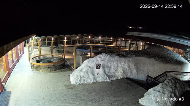 Valle Nevado Pool snow cam captured at 14 September 2026 at 11:59 pm GMT-3