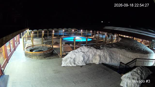 Valle Nevado Pool snow cam captured at 18 September 2026 at 11:53 pm GMT-3
