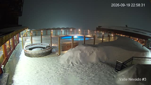 Valle Nevado Pool snow cam captured at 19 September 2026 at 11:58 pm GMT-3