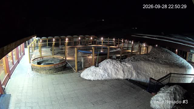 Valle Nevado Pool snow cam captured at 28 September 2026 at 11:50 pm GMT-3