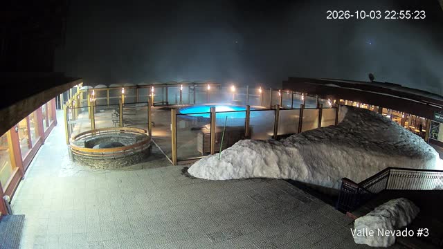 Valle Nevado Pool snow cam captured at 3 October 2026 at 11:55 pm GMT-3