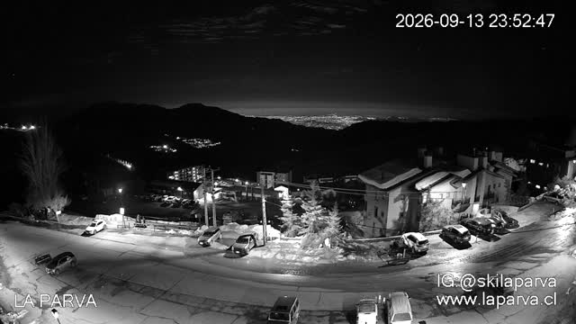 La Parva Commercial Area snow cam captured at 13 September 2026 at 11:53 pm GMT-3