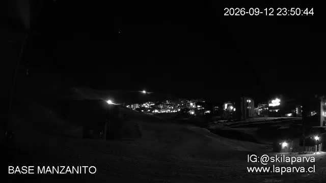 La Parva Manzanito Base snow cam captured at 12 September 2026 at 11:50 pm GMT-3