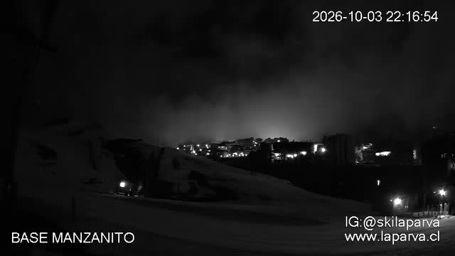 La Parva Manzanito Base snow cam captured at 3 October 2026 at 10:17 pm GMT-3