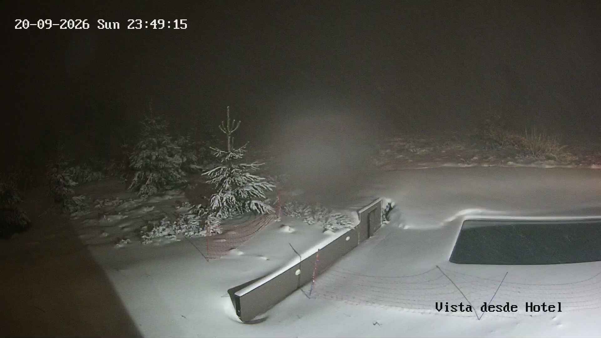 Corralco Hotel snow cam captured at 20 September 2026 at 11:49 pm GMT-3