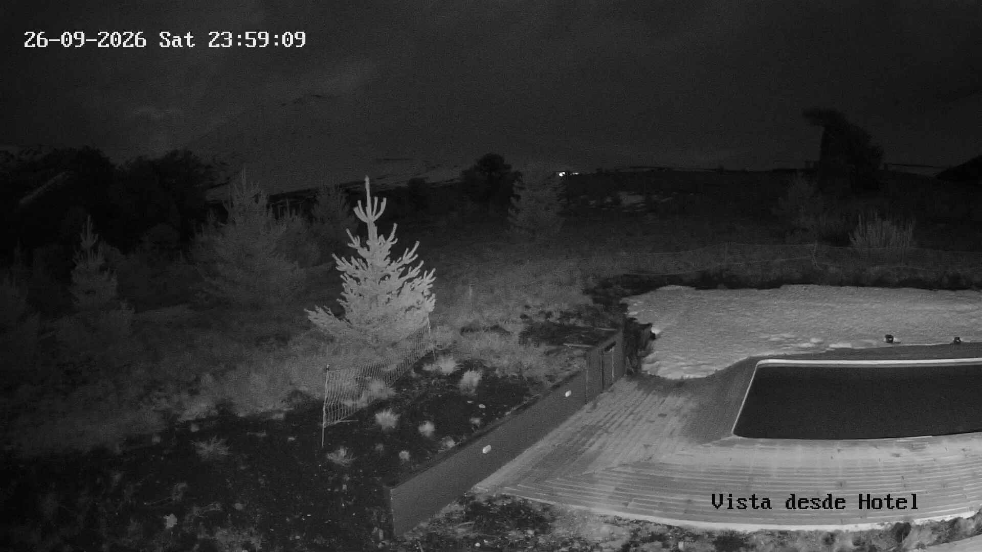 Corralco Hotel snow cam captured at 26 September 2026 at 11:59 pm GMT-3