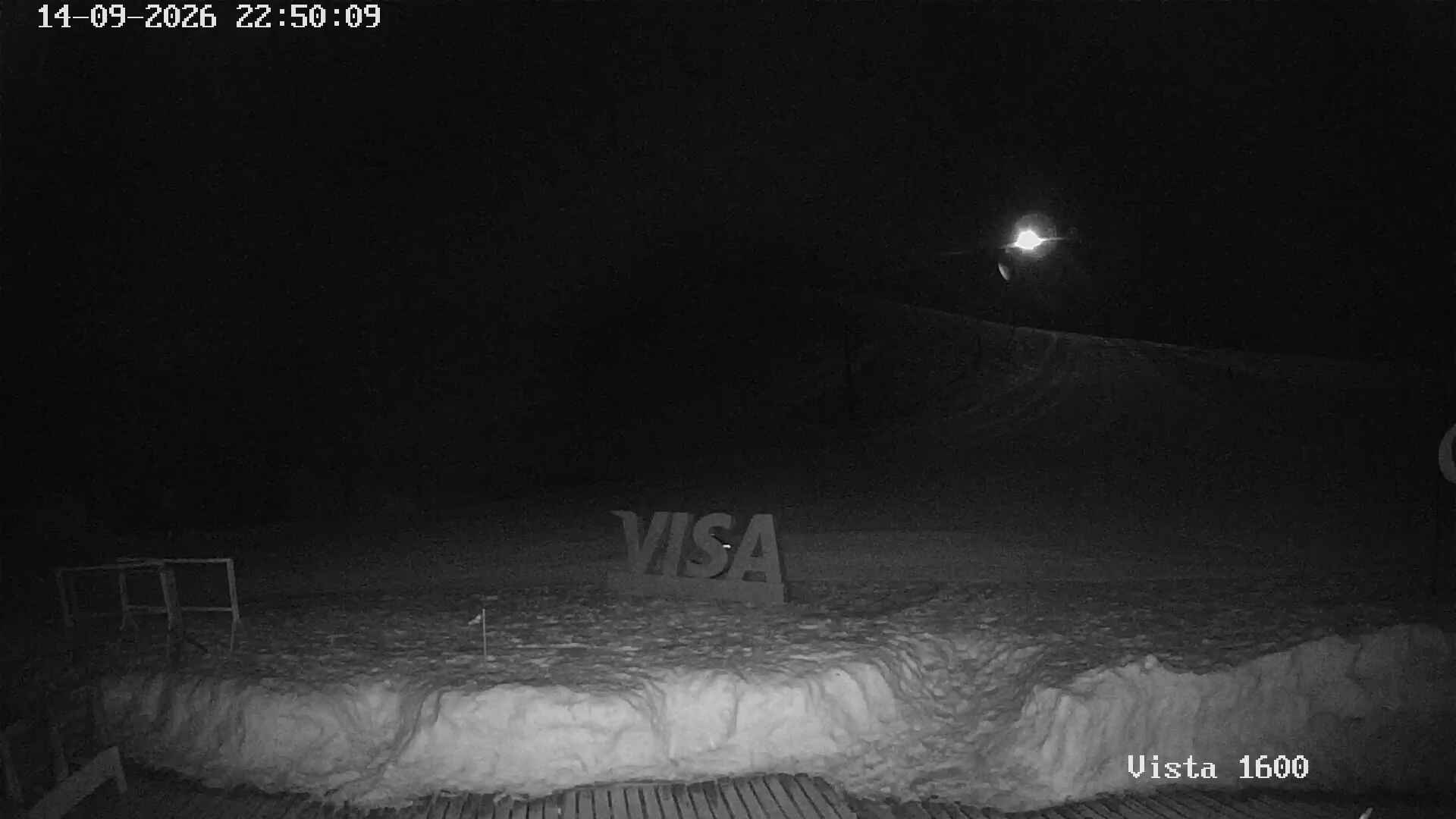 Corralco View at 1600 m snow cam captured at 14 September 2026 at 11:50 pm GMT-3