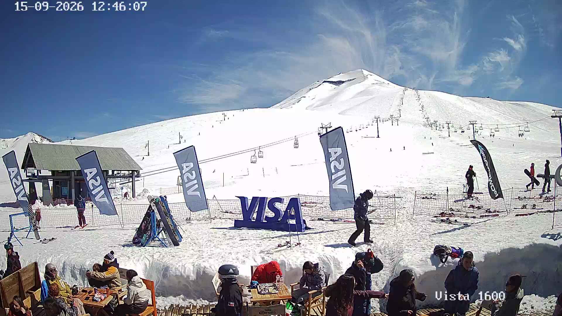 Corralco View at 1600 m snow cam captured at 15 September 2026 at 1:46 pm GMT-3