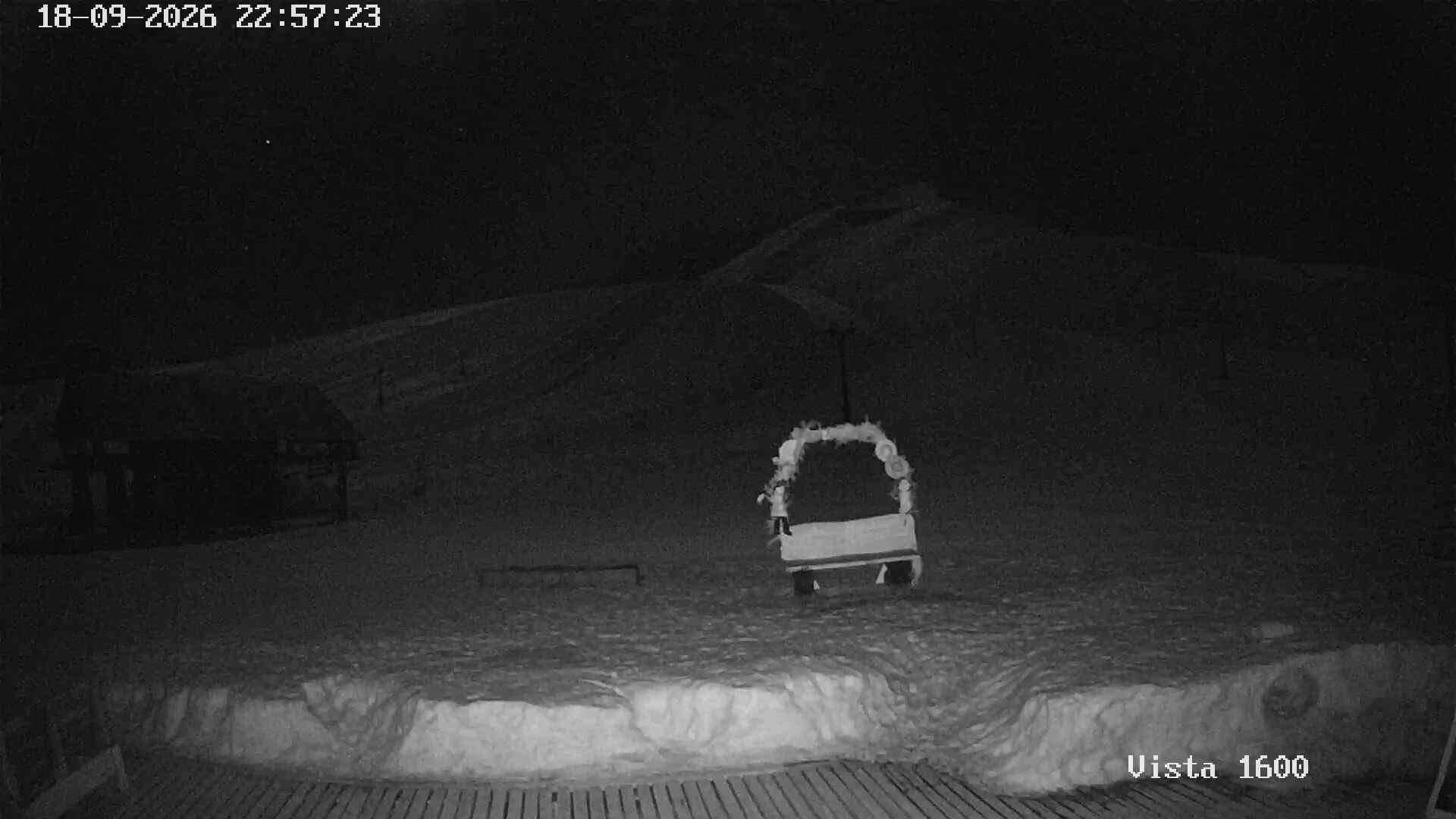 Corralco View at 1600 m snow cam captured at 18 September 2026 at 11:57 pm GMT-3