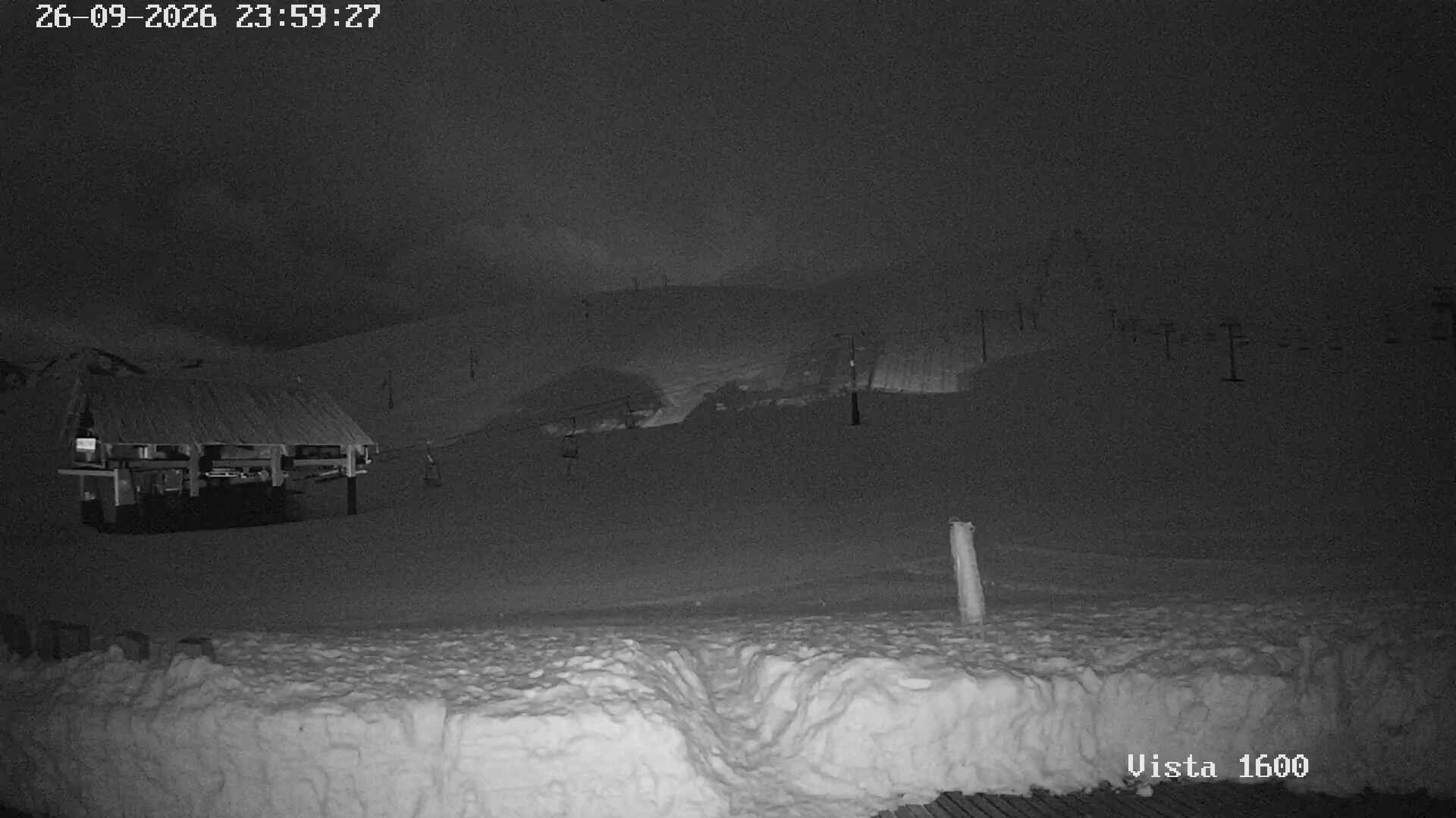 Corralco View at 1600 m snow cam captured at 26 September 2026 at 11:59 pm GMT-3