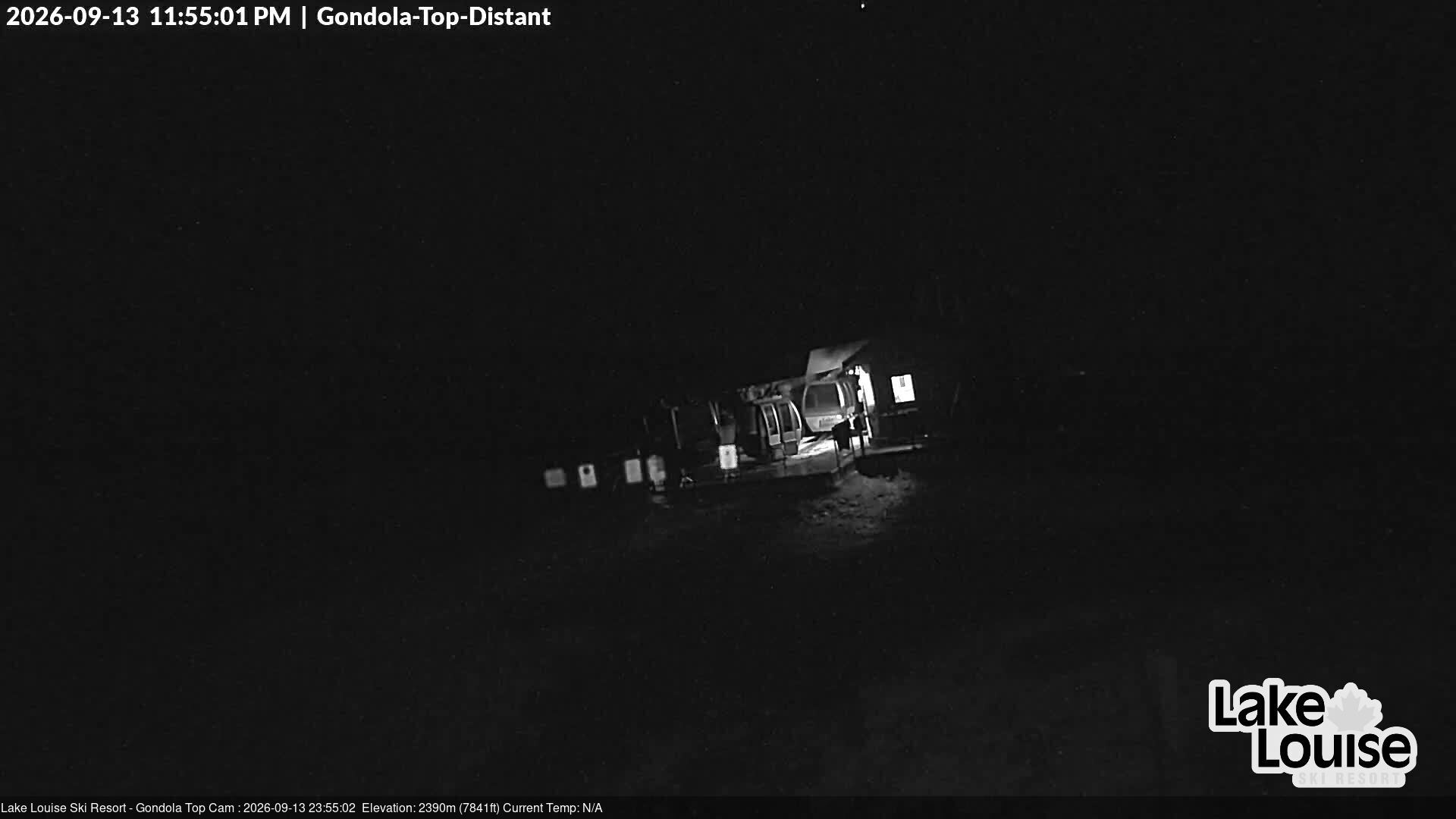 Ski Lake Louise Gondola Top snow cam captured at 13 September 2026 at 11:55 pm GMT-6